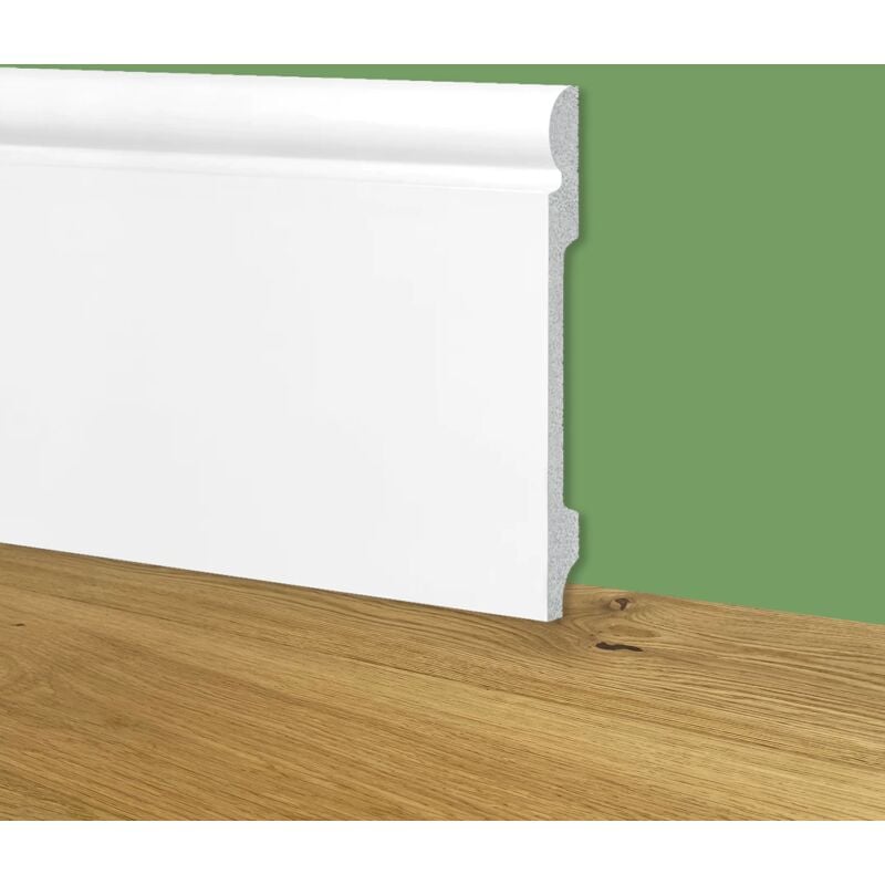 foto del prodotto battiscopa zoccolino bianco mod. olandese 120x16x2000mm in polimeri polistrutturato