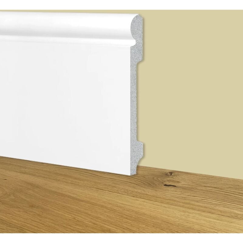 foto del prodotto battiscopa zoccolino bianco mod. olandese 145x18x2000mm in polimeri polistrutturato
