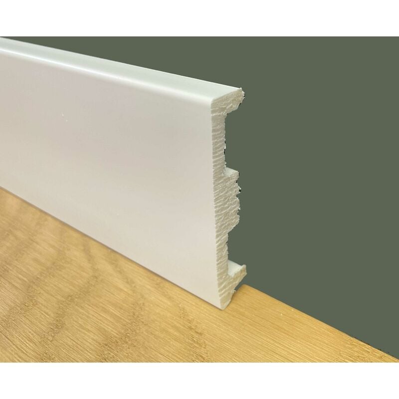 foto del prodotto battiscopa zoccolino squadrato passacavo in duropolimero polistrutturato bianco 80x15 best price
