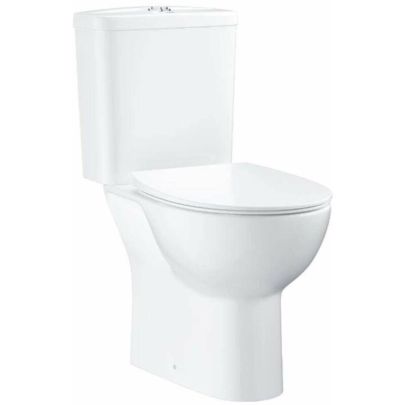 foto del prodotto bau ceramic set wc monoblocco con cassetta e copriwater softclose, rimless, dualflush, bianco alpino 39942000 grohe
