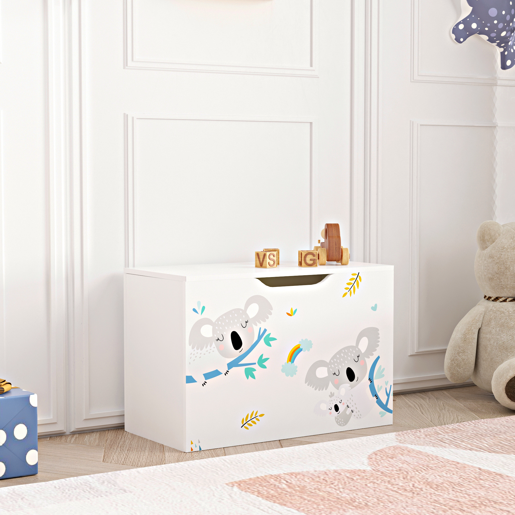 foto del prodotto baule 39 oleiros 39 per giocattoli cassapanca per cameretta decorazione koala en.casa 