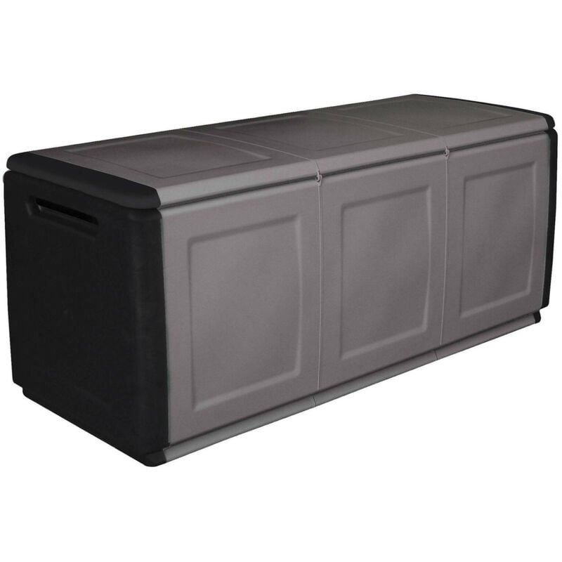 immagine 0 del prodotto baule achse, cassapanca multiuso, baule contenitore, box portaoggetti, 100 made in italy, 138x53h57 cm, grigio chiaro e nero dmora