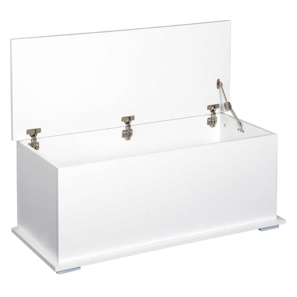 foto del prodotto baule cassapanca pouf contenitore 81x40x46 cm in legno e mdf bianco