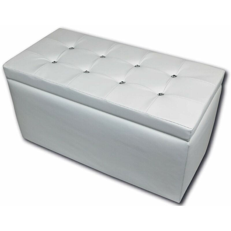 foto del prodotto baule cassapanca pouf contenitore in similpelle silvia bianco