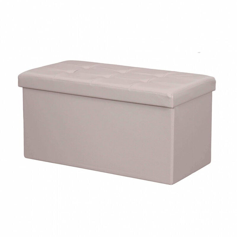 foto del prodotto baule cassapanca pouf da interno rivestito in ecopelle chiudibile salvaspazio pink
