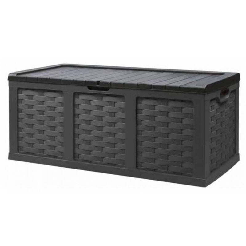 foto del prodotto baule cassapanca xxl in resina wicker da esterno giardino con maniglie laterali e coperchio lucchettabile 157x75x63 cm big box brown