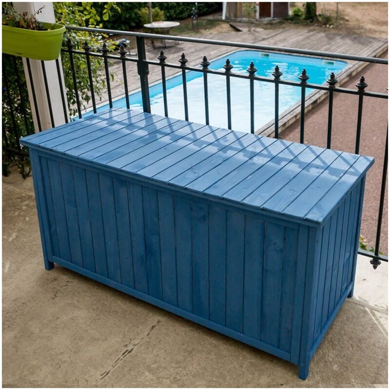 foto del prodotto baule contenitore 120 in legno cassapanca da giardino esterno armadio attrezzi