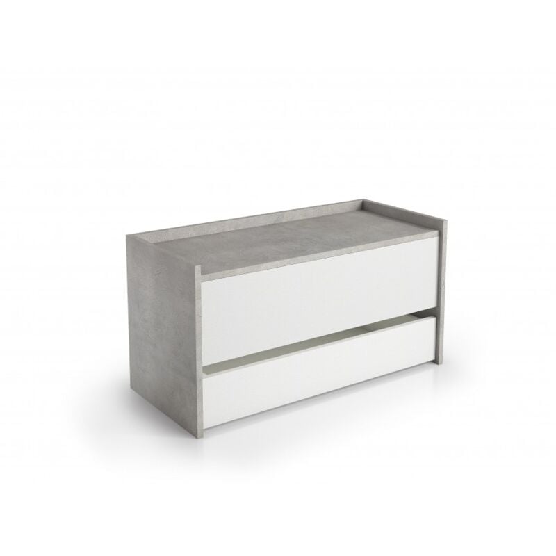 foto del prodotto baule contenitore 90x40 cm bianco frassinato e cemento con chiusura rallentata toledo