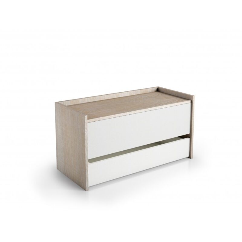 foto del prodotto baule contenitore 90x40 cm bianco frassinato e rovere con chiusura rallentata toledo