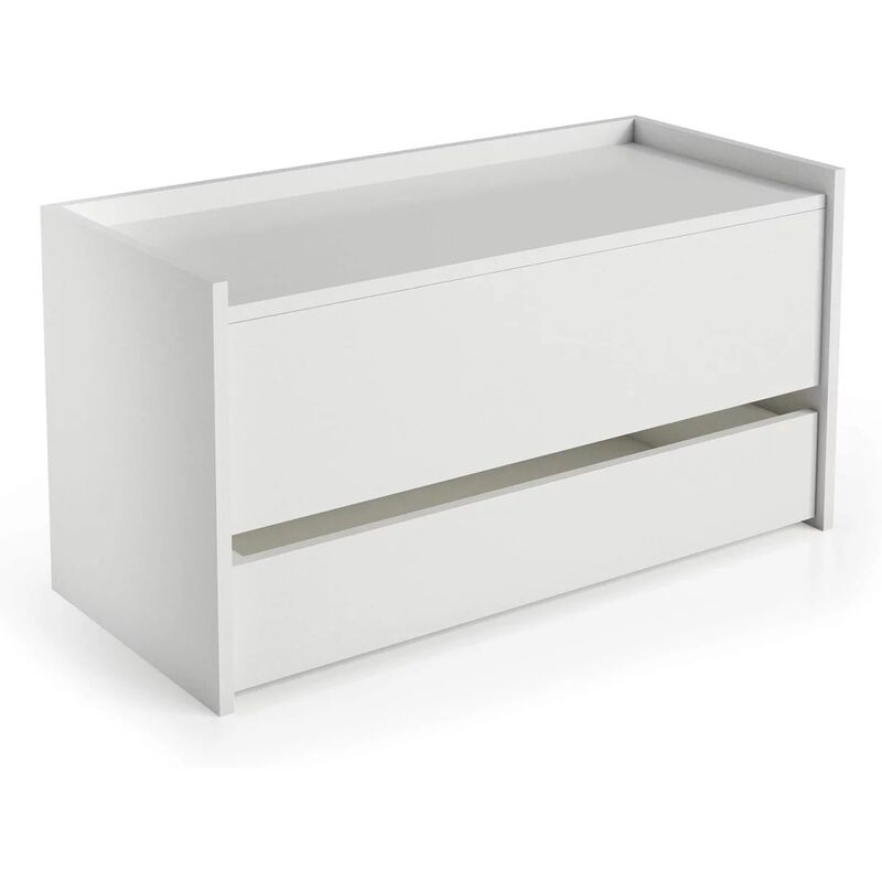 foto del prodotto baule contenitore con chiusura rallentata e ampio cassetto bianco