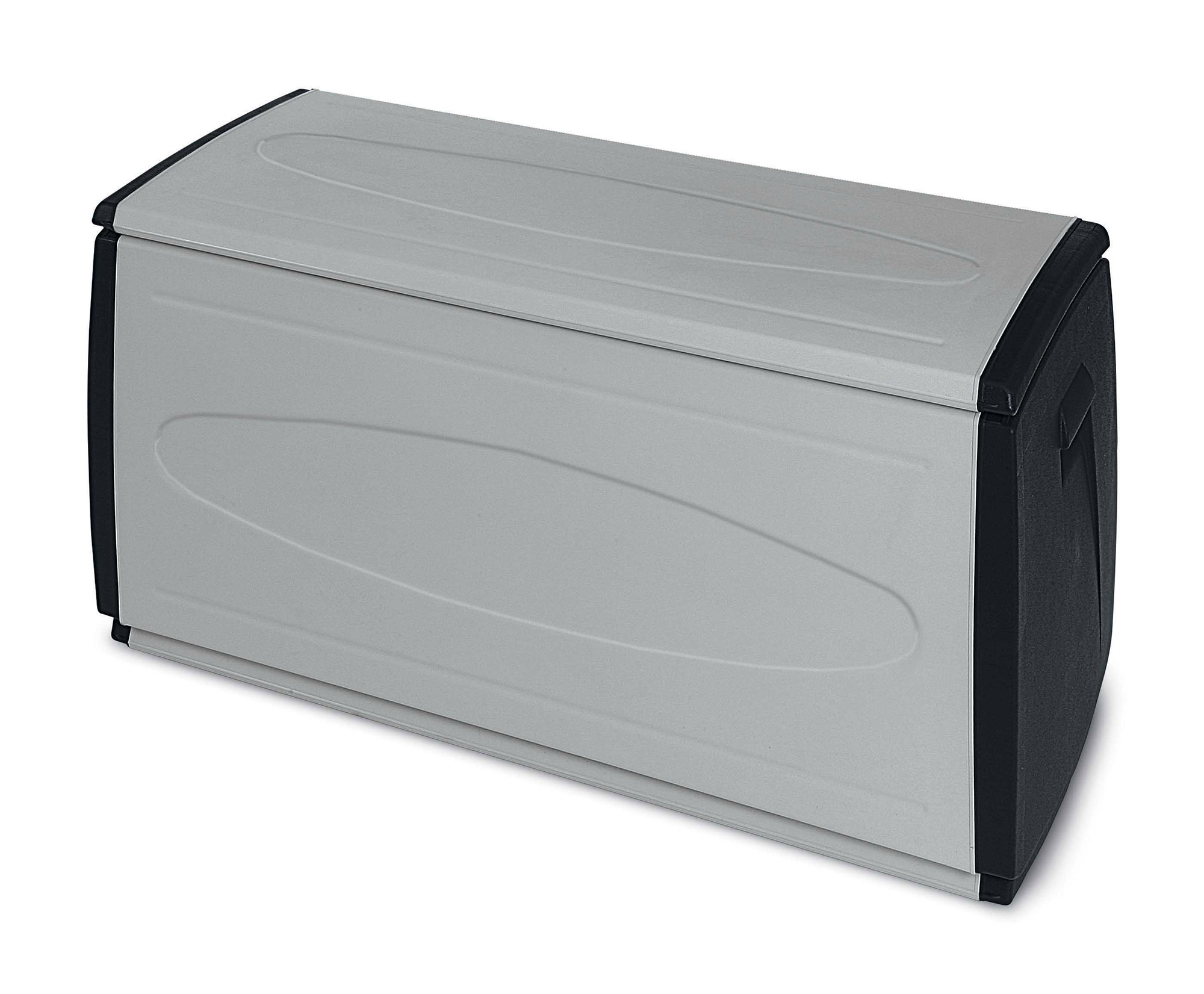 foto del prodotto baule contenitore da esterno 120x54x57 cm multiuso in polipropilene prince box grigio e nero