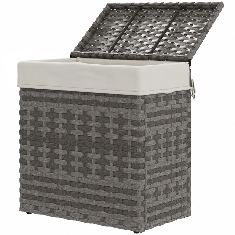 foto del prodotto baule contenitore da esterno in rattan con rivestimento interno grigio outsunny