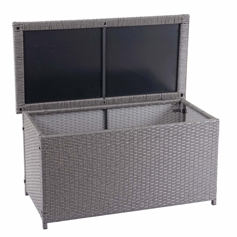 foto del prodotto baule contenitore esterno giardino hhg 570 polyrattan, basic 51x100x50cm 170l grigio