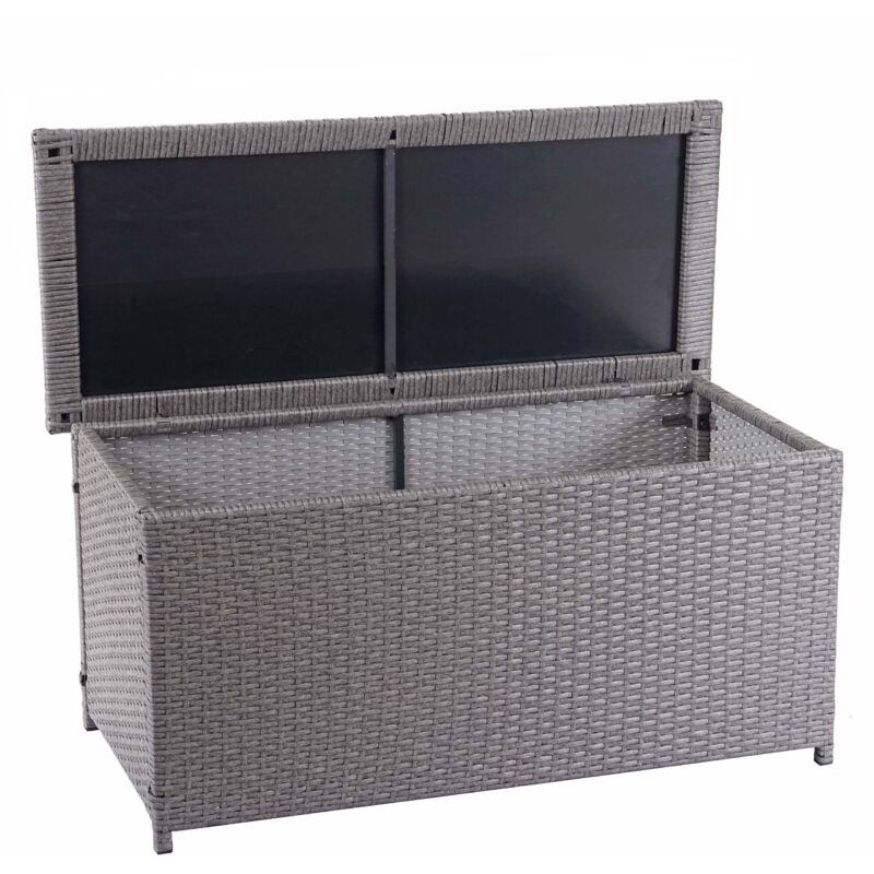 foto del prodotto baule contenitore esterno giardino hhg 570 polyrattan, basic 63x135x52cm 320l grigio