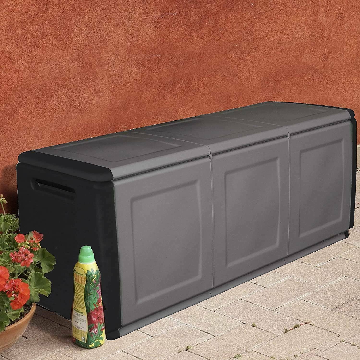 foto del prodotto baule contenitore multiuso achse, box portatutto, 100 made in italy, cm 138x53h57, colore grigio