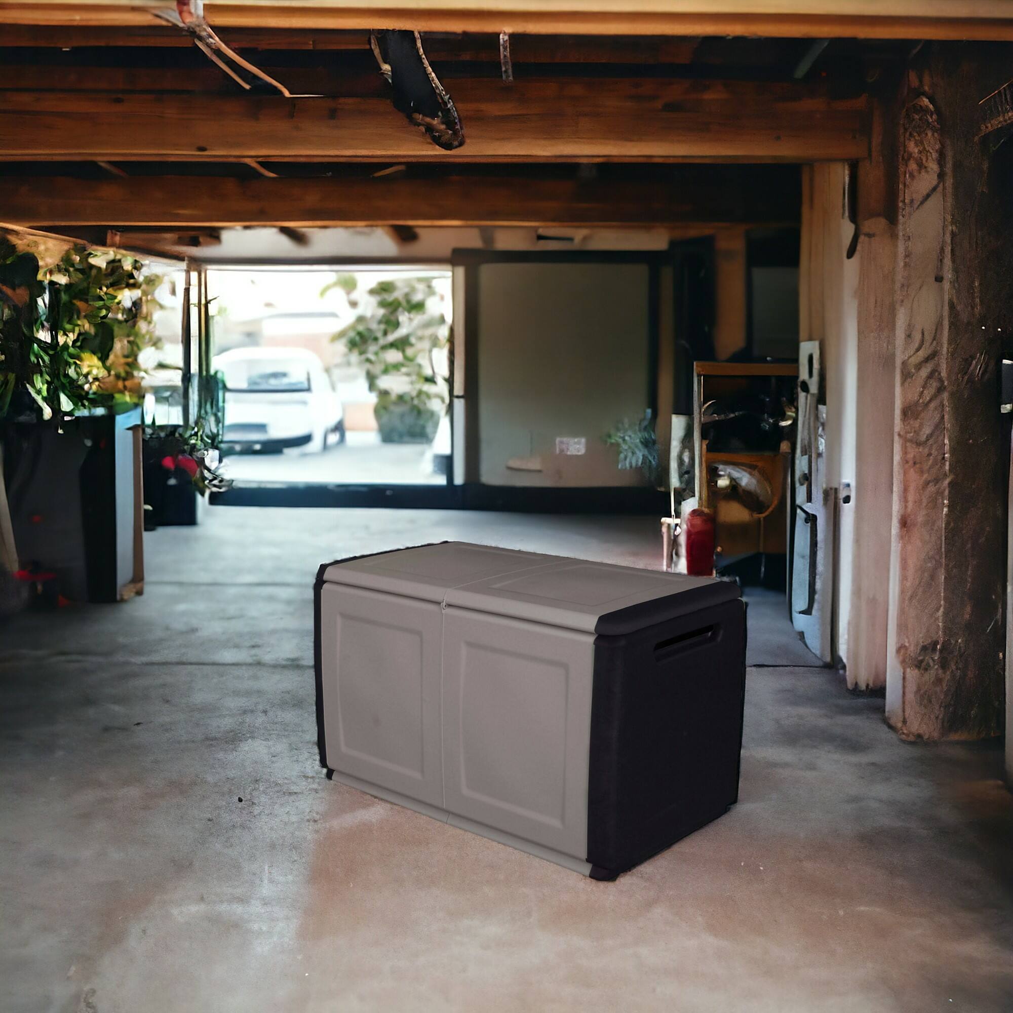 foto del prodotto baule contenitore multiuso andra, box portatutto, 100 made in italy, cm 96x53h57, colore grigio
