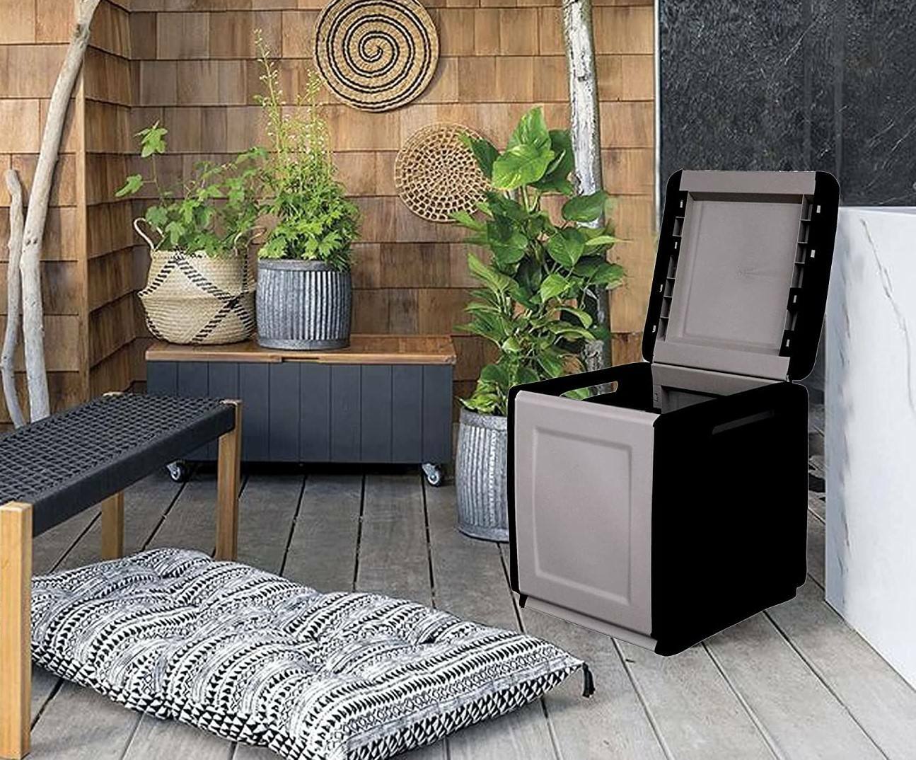 foto del prodotto baule contenitore multiuso azziuro, box portatutto, 100 made in italy, cm 54x53h57, colore grigio