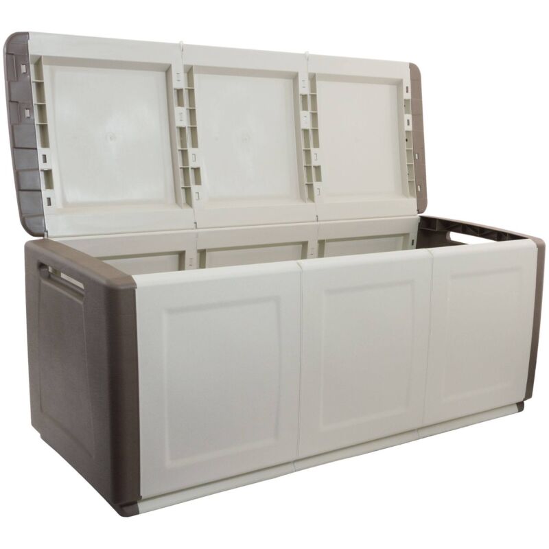 foto del prodotto baule contenitore multiuso polipropilene, box portatutto, 100 made in italy, cm 138x53h57, colore grigio chiaro, con imballo rinforzato dmora