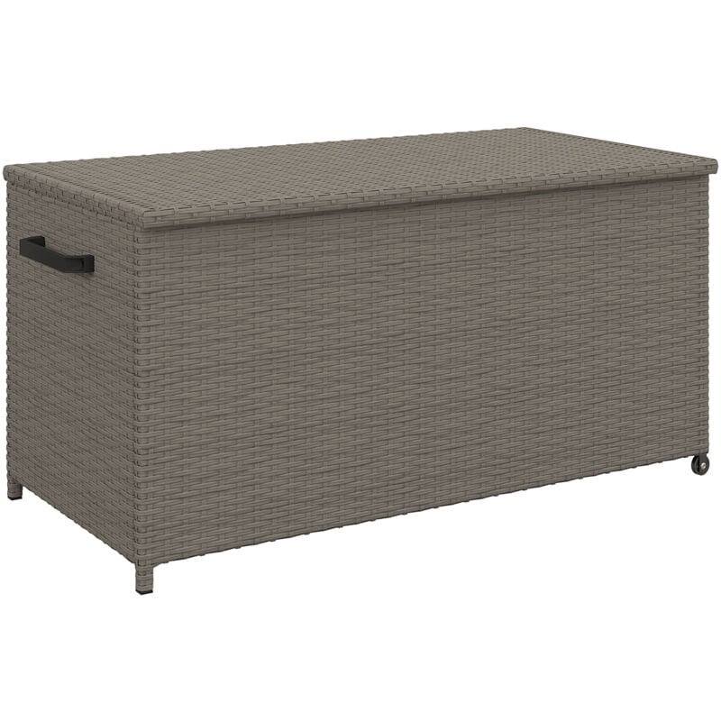 foto del prodotto baule da esterno 184l rattan pe con ruote e sacca interna grigio outsunny