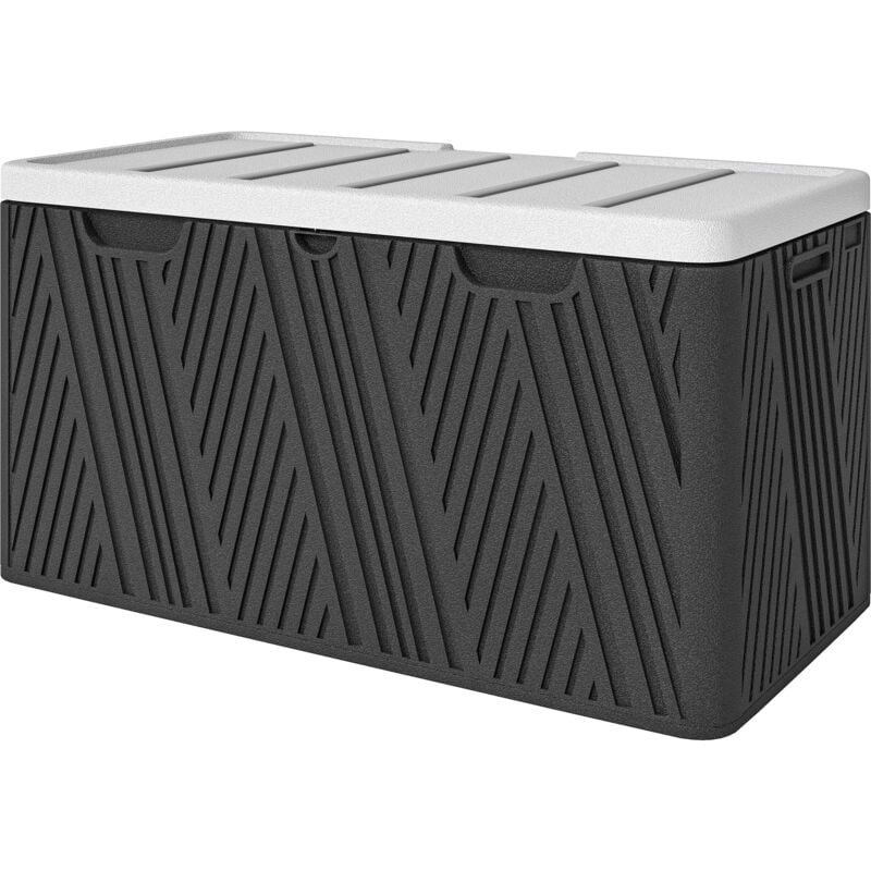 foto del prodotto baule da esterno 380l in hdpe con 2 maniglie laterali nero e grigio outsunny