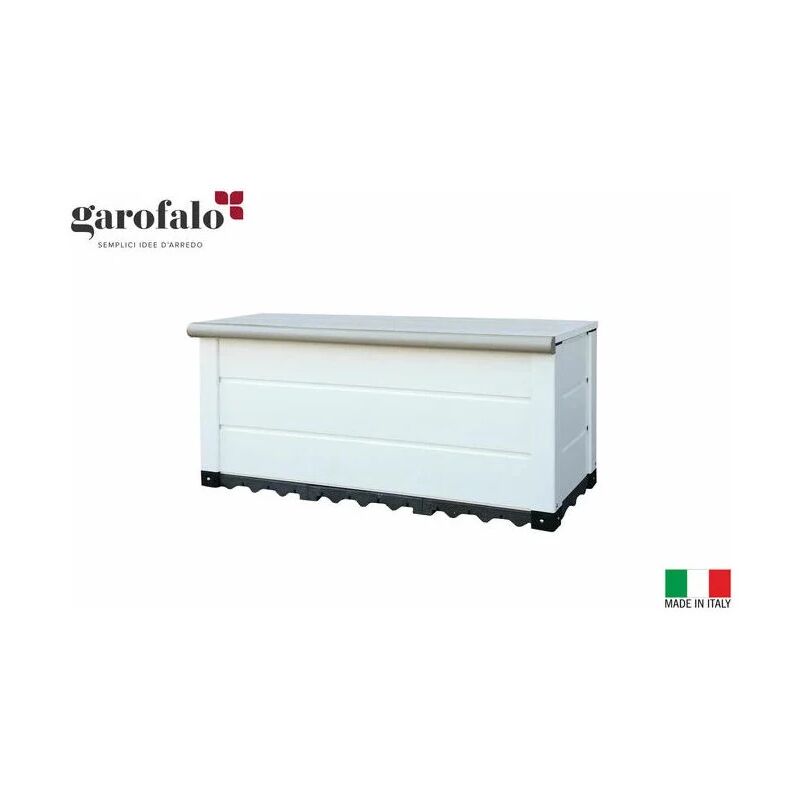 foto del prodotto baule da esterno garofalo storage box tuscany 230 in pvc bianco 230 lt 123x48x56 cm