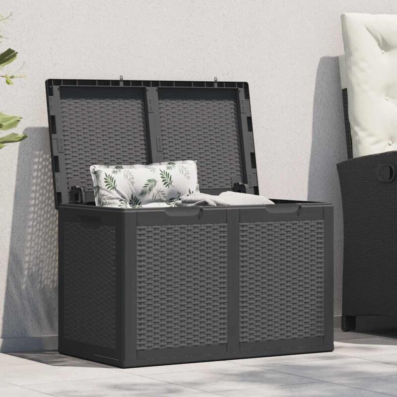 foto del prodotto baule da giardino capiente 180 l nero in rattan pp dalla struttura robusta