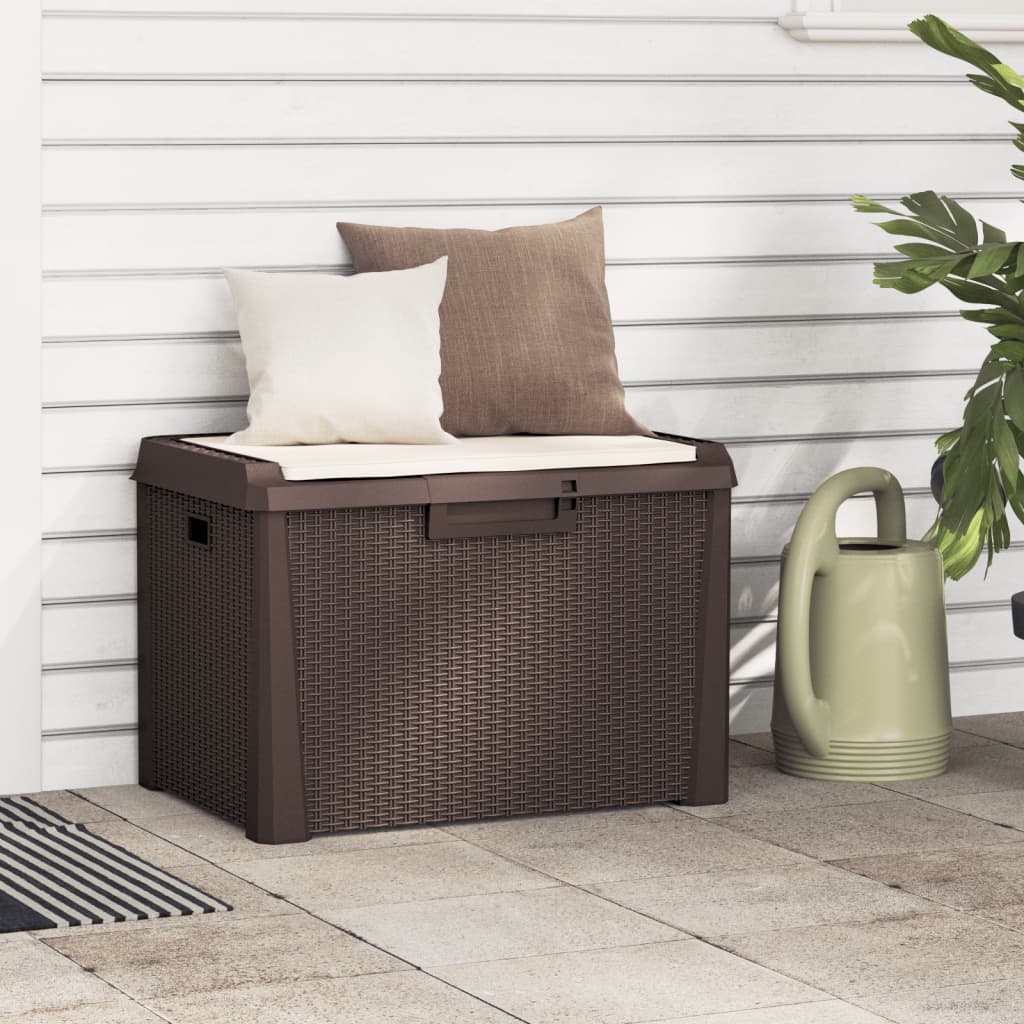 foto del prodotto baule da giardino con cuscino seduta marrone 125 l in ppcod mxl 85746
