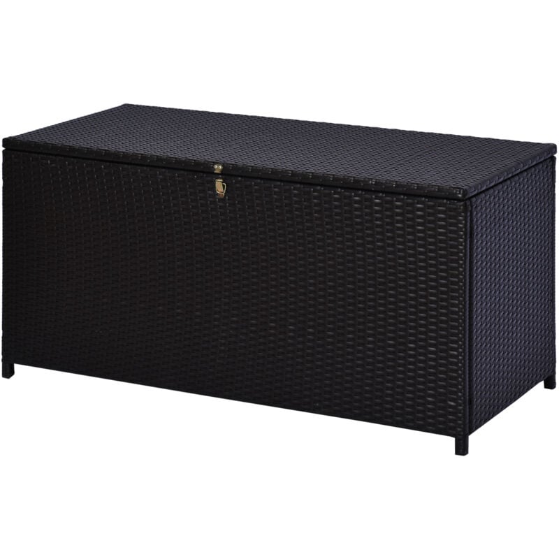 foto del prodotto baule da giardino e interno 284l in rattan pe 118x54x59 cm marrone outsunny