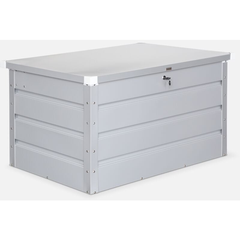 foto del prodotto baule da giardino in metallo, 285l, grigio alluminio