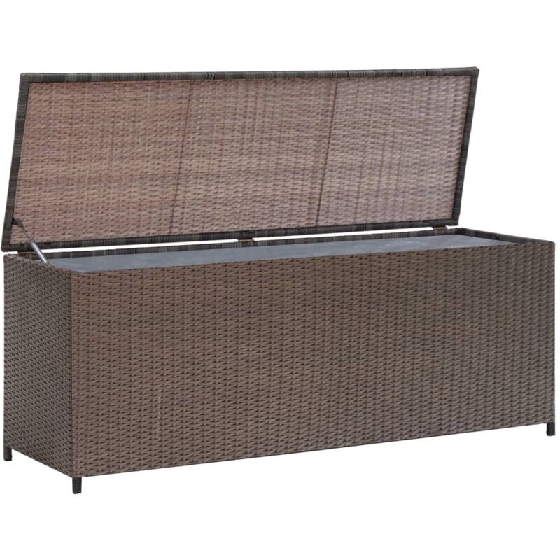 foto del prodotto baule da giardino marrone 120x50x60 cm in polyrattan vidaxl
