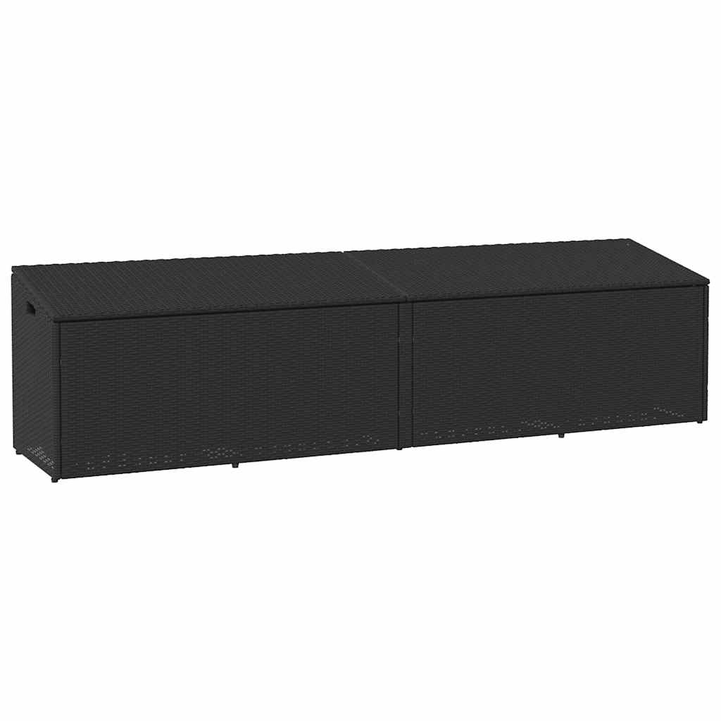 foto del prodotto baule da giardino nero 220x50x58 cm in polyrattan