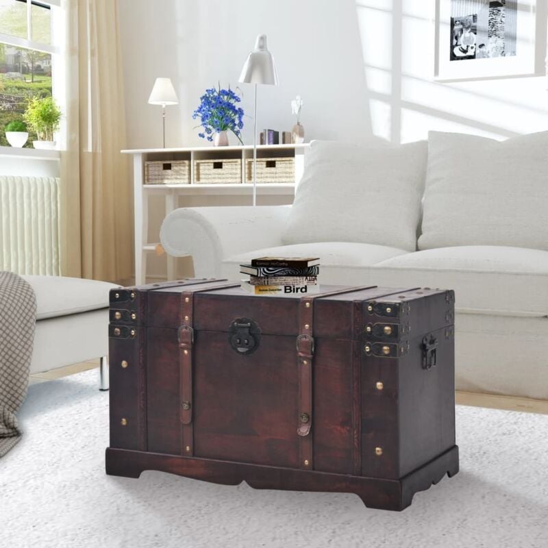 foto del prodotto baule del tesoro vintage in legno 66x38x40 cm vidaxl