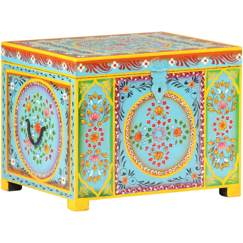 foto del prodotto baule dipinto a mano 50x40x40 cm in legno massello di mango vidaxl