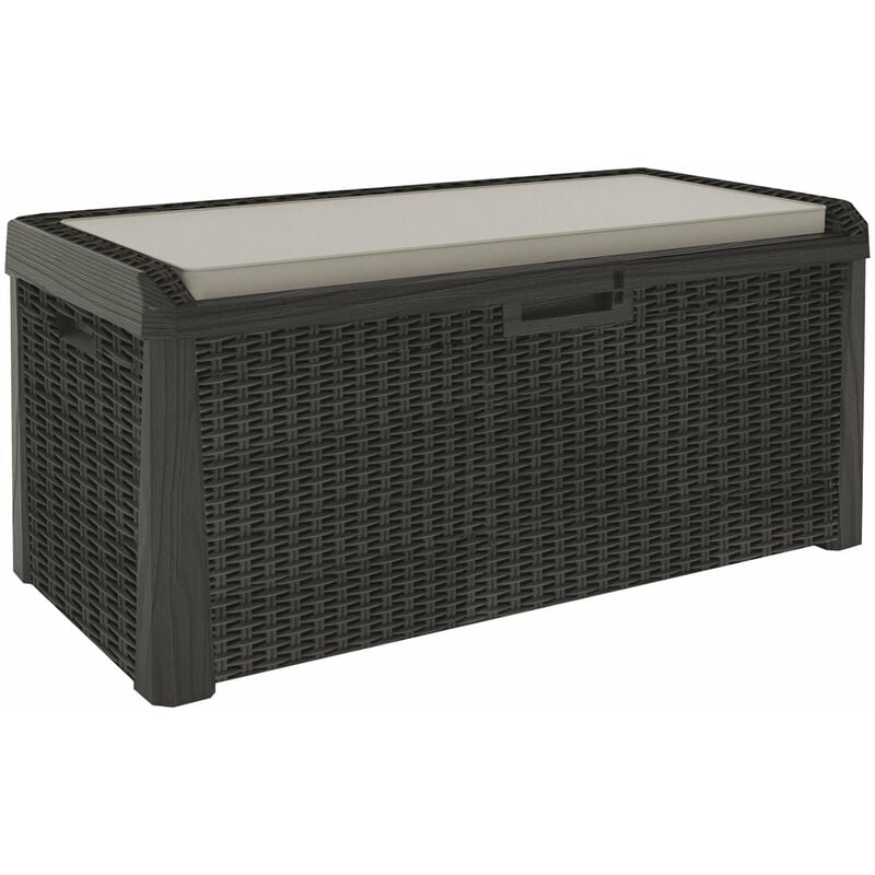 foto del prodotto baule in resina cassapanca multiuso con cuscino da esterno 147x72x65 santorini plus