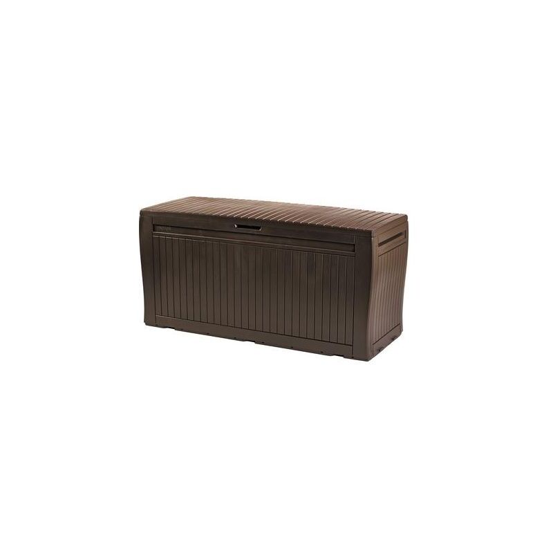 foto del prodotto baule multiuso da giardino comfy in resina 270 litri marrone ideale per riporre cuscini e attrezzi da giardino con sistema di ventilazione keter