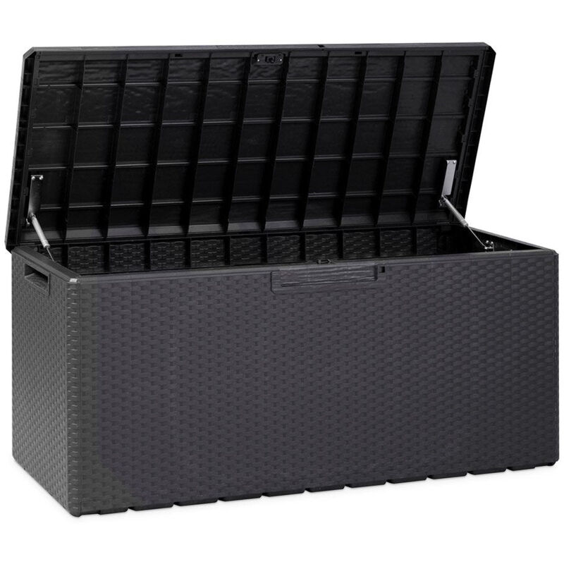 foto del prodotto baule multiuso lucchettabile capienza 340 lt con rotelle rattan antracite