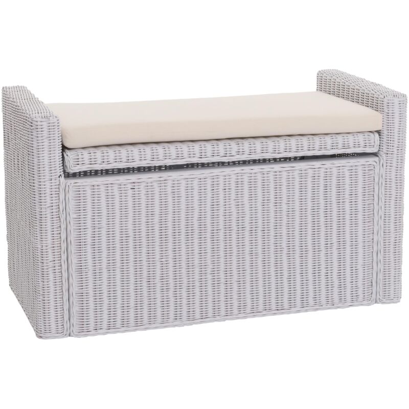 foto del prodotto baule panca contenitore m92 rattan 44x88x51cm con cuscino colore bianco