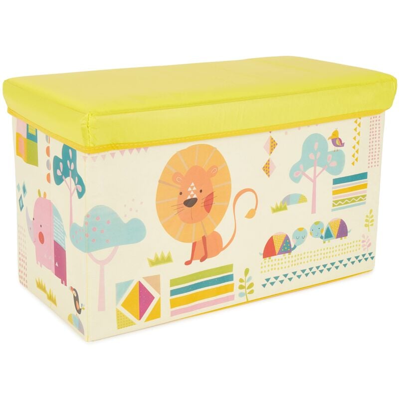 foto del prodotto baule portagiochi bambini con coperchio zoo pieghevole, 66 l, portata fino a 80 kg contenitore giochi bambini grande porta giochi bambini contenitori