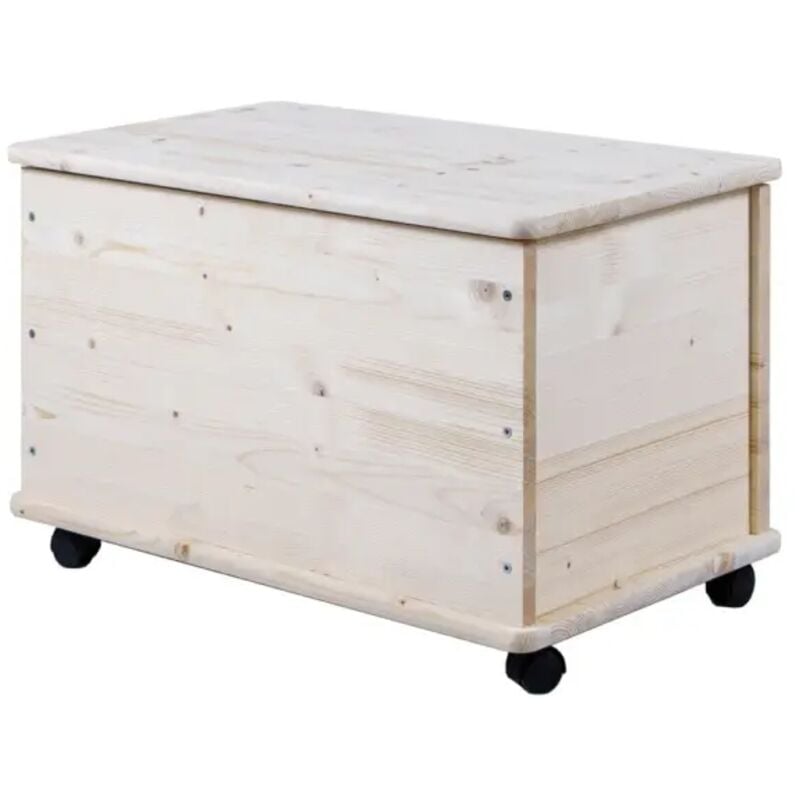 foto del prodotto baule portatutto in legno con ruote 70lt 73x40x42,5 cm