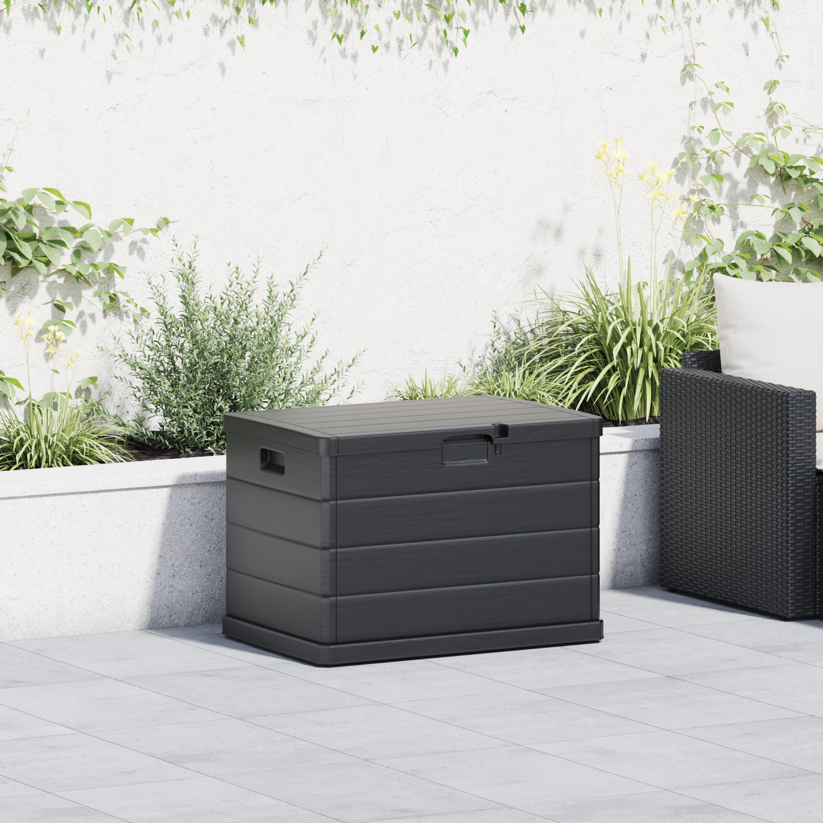 foto del prodotto baulo di stoccaggio per giardino antracite, 77.5 x 54.5 x 53 cm, plastica, 170 l
