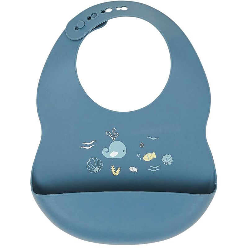 foto del prodotto bavaglino con tasca in silicone bluette