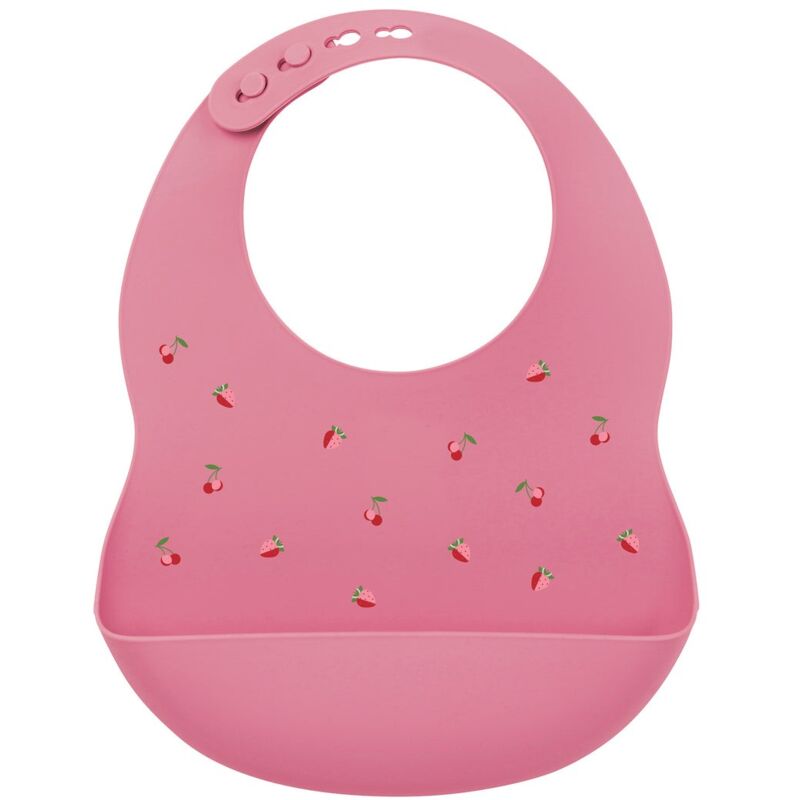 foto del prodotto bavaglino con tasca in silicone rosa