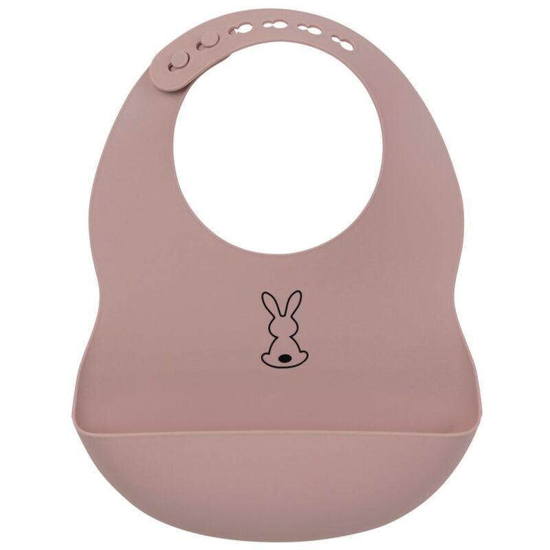 foto del prodotto bavaglino con tasca in silicone rosa antico
