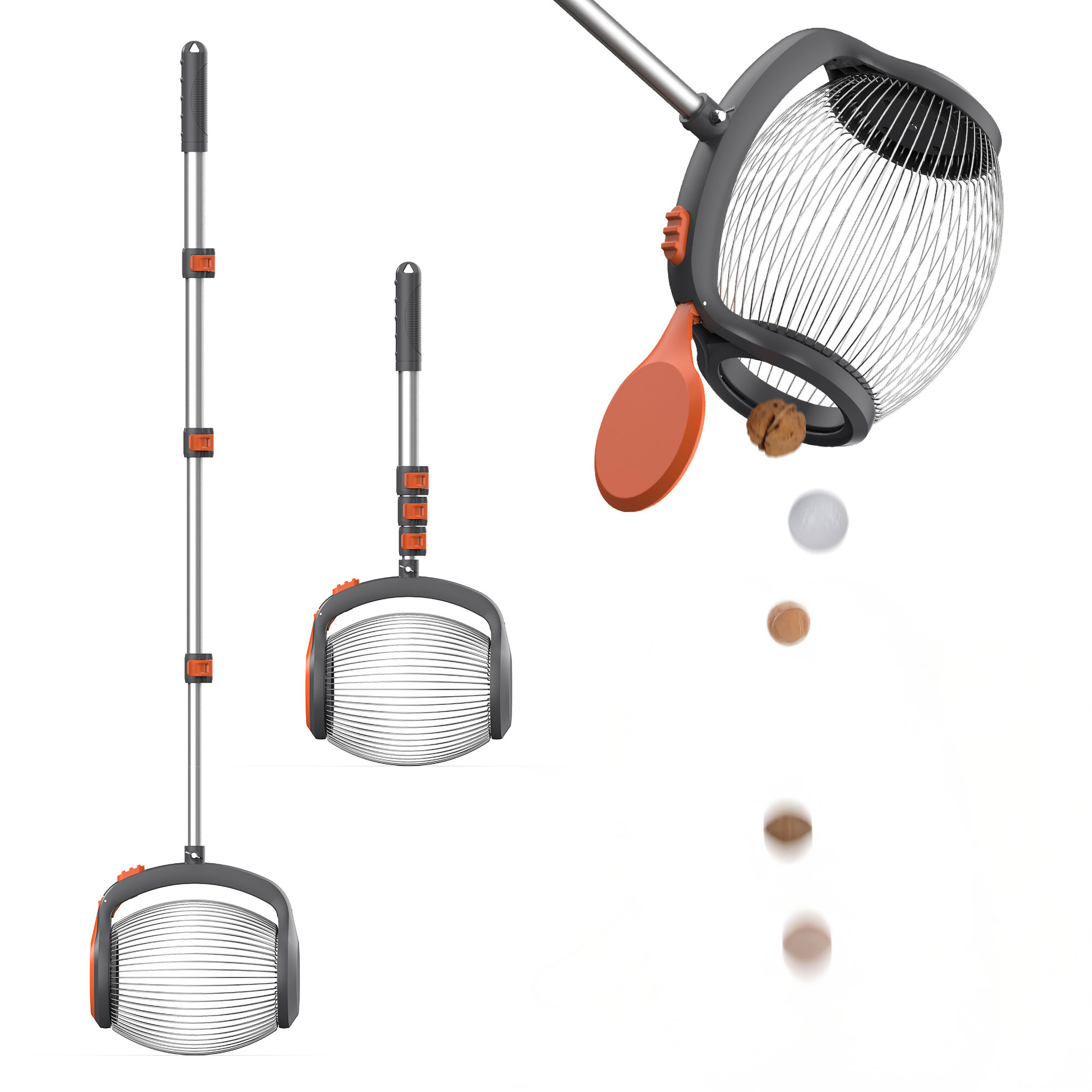 foto del prodotto bawang rullo raccoglifrutta da 2 a 4 cm con asta telescopica in acciaio per frutta nocciole castagne e oggetti