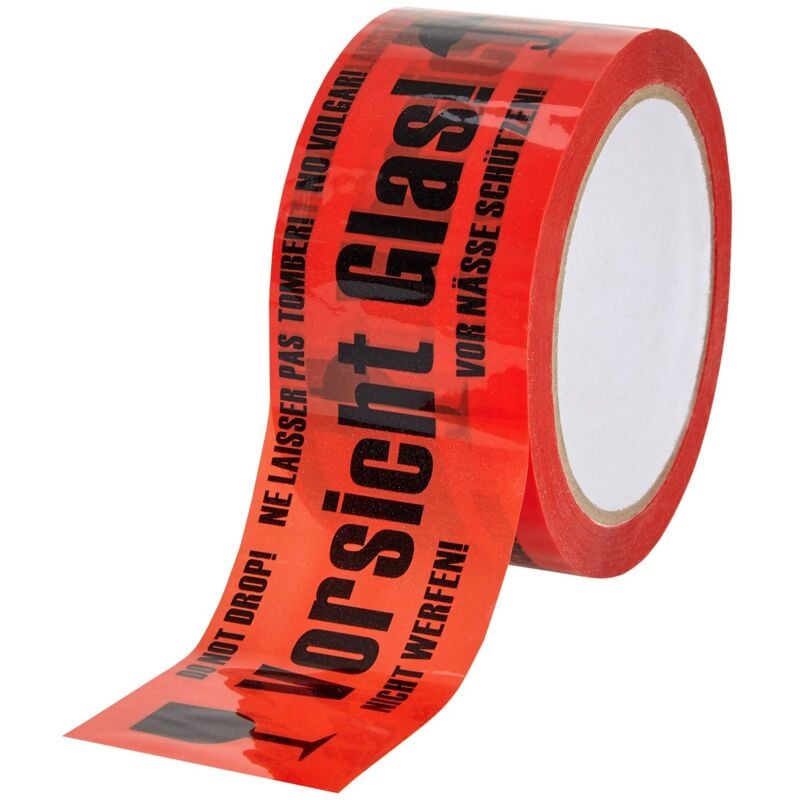 foto del prodotto baytronic nastro adesivo in polipropilene vorsicht glas, 66 m x 50 mm, rosso 1 rotolo 