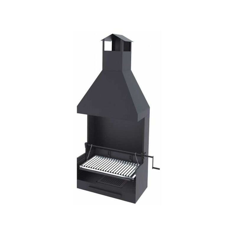 foto del prodotto bbq a carbonella e legna griglia in acciaio inox da 60 cm con sollevatore paravento e cappa