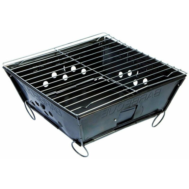 foto del prodotto bbq nessuna etichetta 8108145 barbecue acciaio pieghevole nero 25 x 25 cm