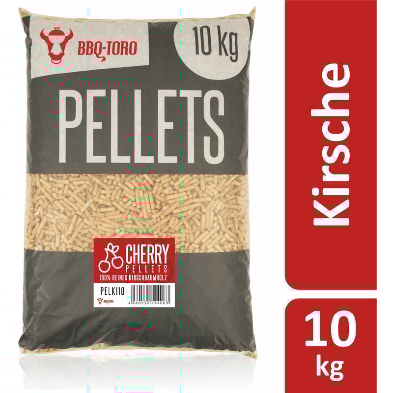 foto del prodotto bbq toro 10 kg di pellet di ciliegio, prodotto al 100 con legno di ciliegio pellet di ciliegio