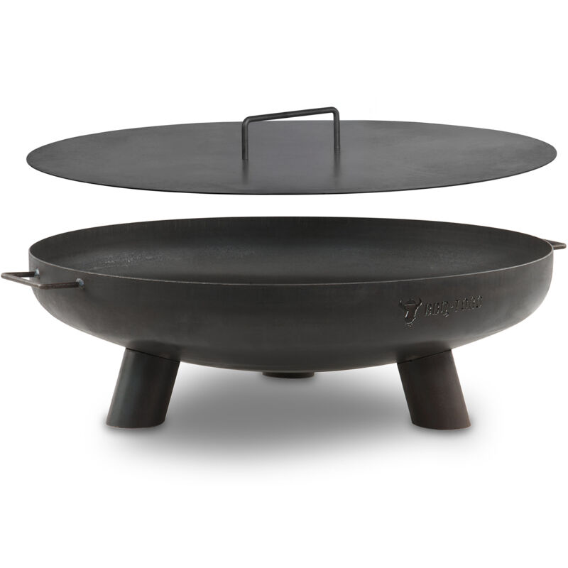 foto del prodotto bbq toro braciere 70 cm con coperchio nero focolare da esterno con tre gambe e due maniglie