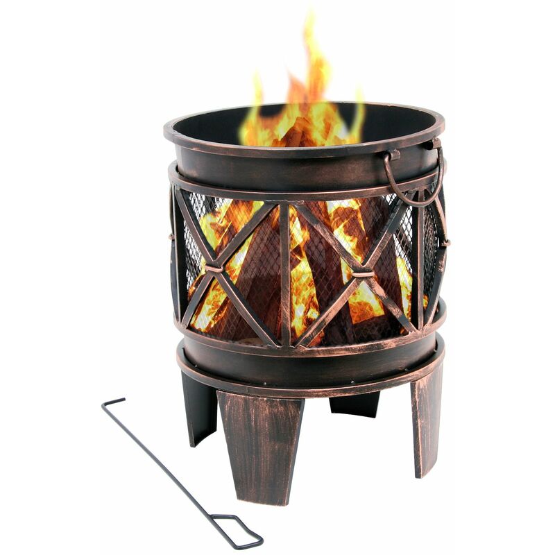 foto del prodotto bbq toro cesto da fuoco plum 42 cm incl. attizzatoio, in look ruggine antico, per giardino e terrazza